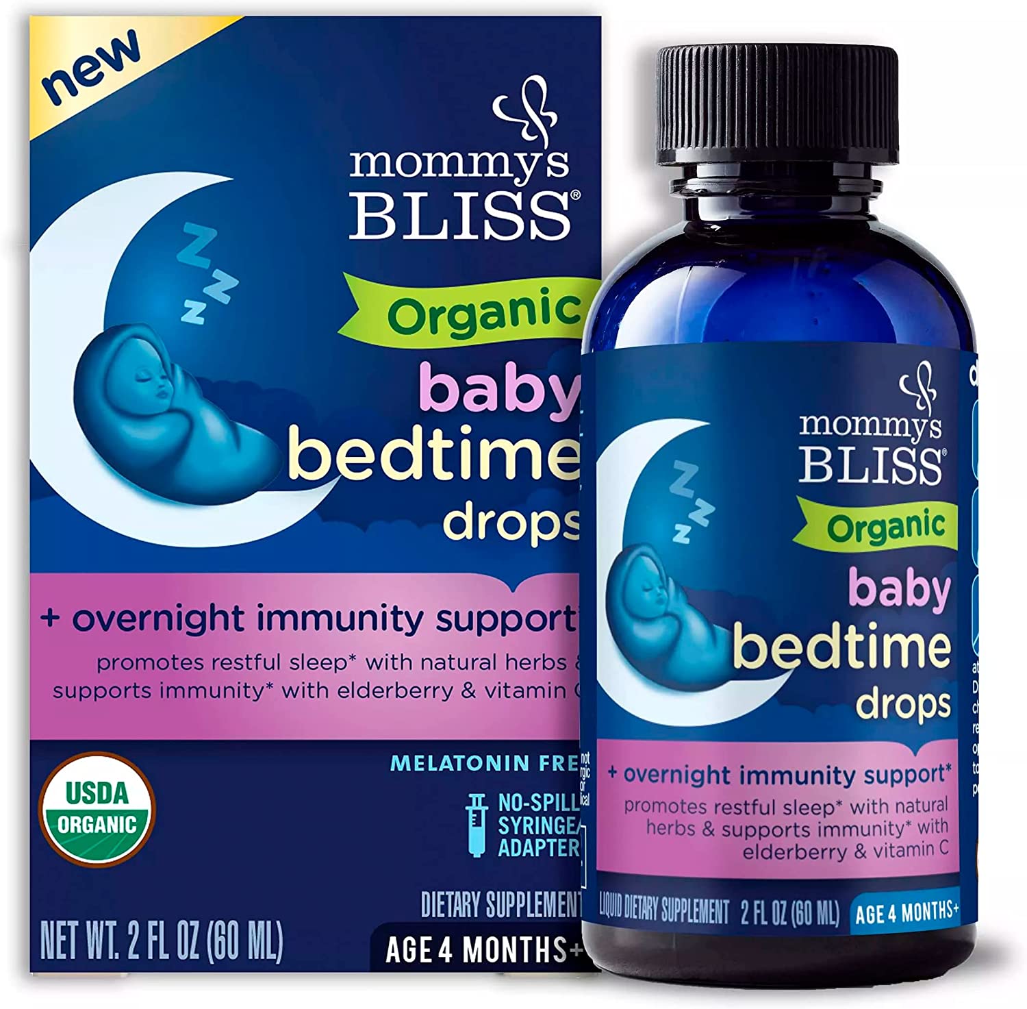 230816014319299_1 Mommy's Bliss Organic Baby Bedtime Drops + Overnight Immunity Support*, Promotes Restful Night, Melatonin Free, Age 4 Month+, 2 Fl Oz - Image 1